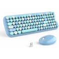 thumbnail image 1 of Keyboard and Mouse Combo, Light Blue 100 Keys 2.4 GHz Round Keycap Typewriter Keyboards, USB Receiver, 1 of 5