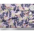 thumbnail image 1 of Soimoi Purple polyester Crepe Fabric Laurel Leaves Printed Fabric 1 Yard 52 Inch Wide, 1 of 2