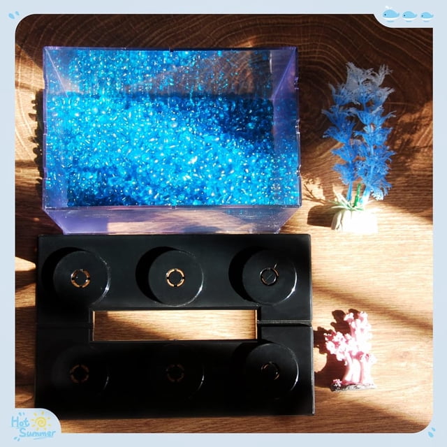 SUTENGDA Betta Fish Tanks Aquarium Tanks Stackable Mini Fish Tank Aquarium Tank Kit 3/5 Gallon Rectangular Fish Bowl with Aquarium Gravel Decoration Cube Tank for Seaweed Balls Sea Mo