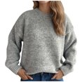 thumbnail image 1 of Besolor Sweaters for Women Fall Long Sleeve Casual Loose Knitted Solid Color Basic Pullover Sweater Tops, 1 of 3
