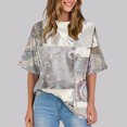 thumbnail image 2 of Pisexur Hauts pour Femmes Mode Décontractée Manches Courtes Col Rond T-Shirts Confortables Amples Imprimé Floral Blouses Printemps Été Hauts Élégants T-Shirts Imprimé Graphique Grande Taille Sorties S-5TG, 2 of 7