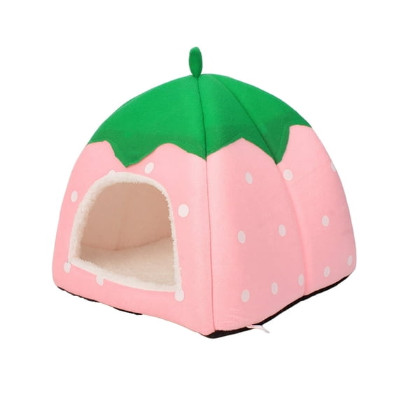 HLONK Soft And Warm Pet Bed Strawberry Hamster House Guinea Pig Hideout Small Bed Dwarf Chinchilla Hedgehog Ferret Hideaway Hide Hut Cage