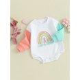 thumbnail image 3 of Honganda Easter Baby Romper Contrast Color Long Sleeve Letter Embroidery Bodysuit Playsuit, 3 of 9
