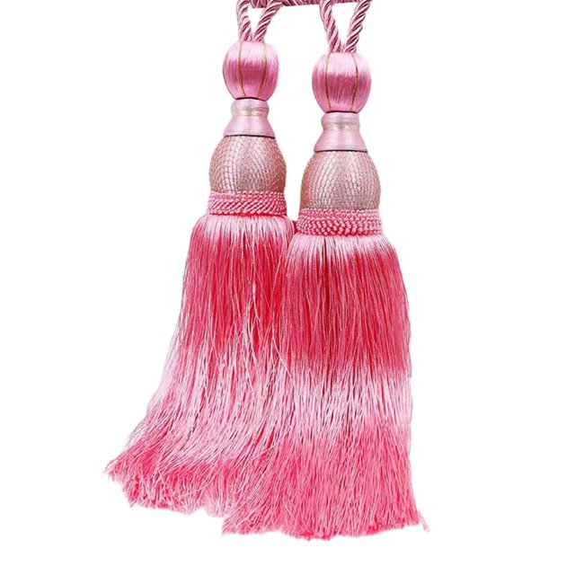 serony 2pcs Rideau Cravate avec Pompon Fil d'Or Balle de tennis Créatif Rideau Cravate Corde Rose + 1