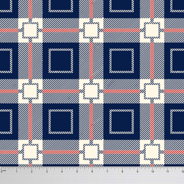 Soimoi 44 Inches Wide Check Print Decorative Pure Silk Fabric Material 20 GSM By The Yard - Blue