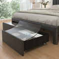thumbnail image 4 of SIBEDS LED Bed Frame with Drawer Pockets and PU Upholstered Black Wingback Headboard, Full, 4 of 5