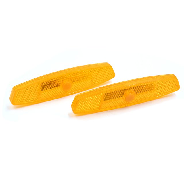 Unique Bargains 2pcs Orange Plastic Clip-on Reflective Warning Reflector for Bike Bicycle