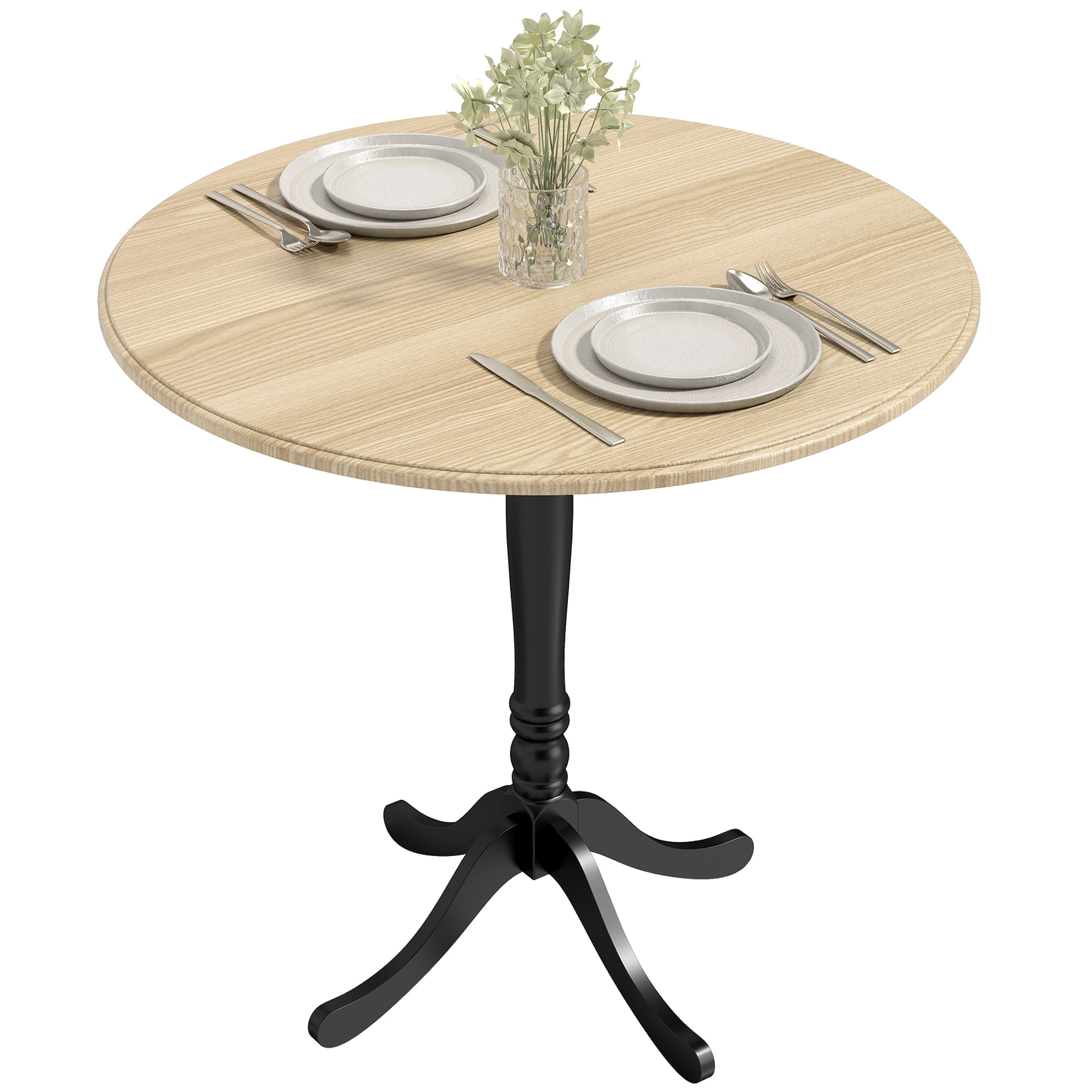 HOMCOM Dining Table for 2-4 People, Modern Kitchen Table with Pedestal Base