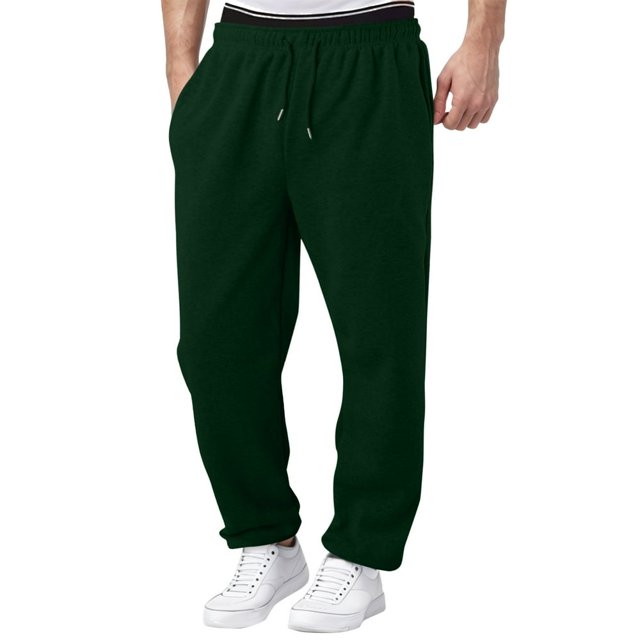 Men‘S Casual Solid Jogging Elastic Mid Waisted Sports Pants With Pockets Streetwear