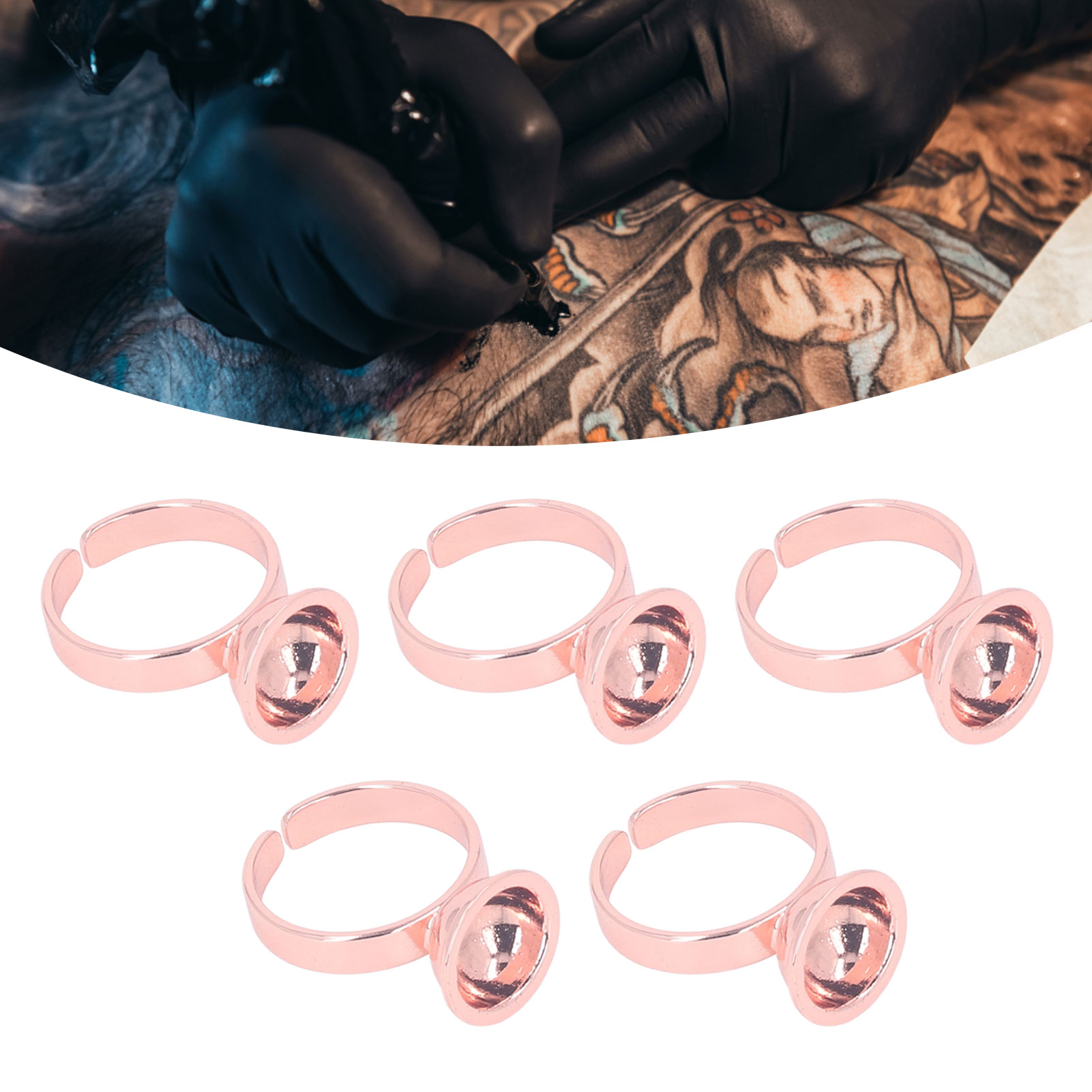5pcs Pigment  Cup Reusable Stainless Steel Microblading   Cup for Eyelash Artist Rose Red