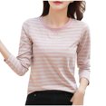 thumbnail image 2 of Timegard Hauts d'Automne pour Femmes à Rayures à Manches Longues T-Shirts Basiques Décontractés Ajustés Confortables à Col Rond, 2 of 3