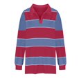 thumbnail image 1 of WEAIXIMIUNG Sweat à Capuche pour Femmes, Mode Graphique, Imprimé Rayé, Col à Revers, Bouton, Manches Longues, T-Shirt, 1 of 4