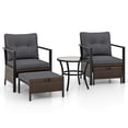 thumbnail image 4 of Gymax Set of 5 Furniture Set Rattan Chairs & Ottomans w/ Glass Topped Coffee Table Patio Gray, 4 of 4