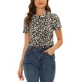 thumbnail image 1 of INSPIRE CHIC Chemisier d'Été pour Femme à Col Peter Pan, Boutonné à l'Avant, Blouse Vintage à Motif Floral, Haut S Noir, 1 of 7