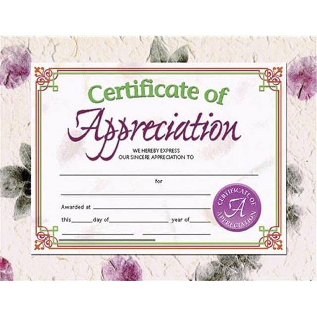 HAYES PUBLISHING Certificats d'Appréciation 30 PK