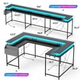 thumbnail image 2 of EastVita Reversible 79" U Shaped Gaming Desk Office Corner Computer PC Home Desk With LED Light Strip Power Outlet Monitor Stand, 2 of 7
