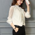 thumbnail image 4 of Pompotops Mode Femmes Décontracté Manches Longues Col Rond Patchwork Uni Ample Hauts Courts, 4 of 6