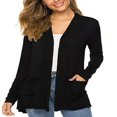 thumbnail image 1 of Cardigan Femme Couleur Unie Manches Longues Tricot, 1 of 5