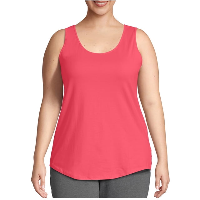 QUINDOS Débardeurs pour Femmes Grande Taille Rouge Été Côtelé Mode Grande Taille Uni Col Rond Ample Sans Manches T-shirt Chandail Camisoles pour Femmes