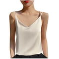 thumbnail image 1 of Besolor Women's Silk Satin Camisole V Neck Spaghetti Strap Cami Tops Summer Basic Blouse Plus Size, 1 of 4