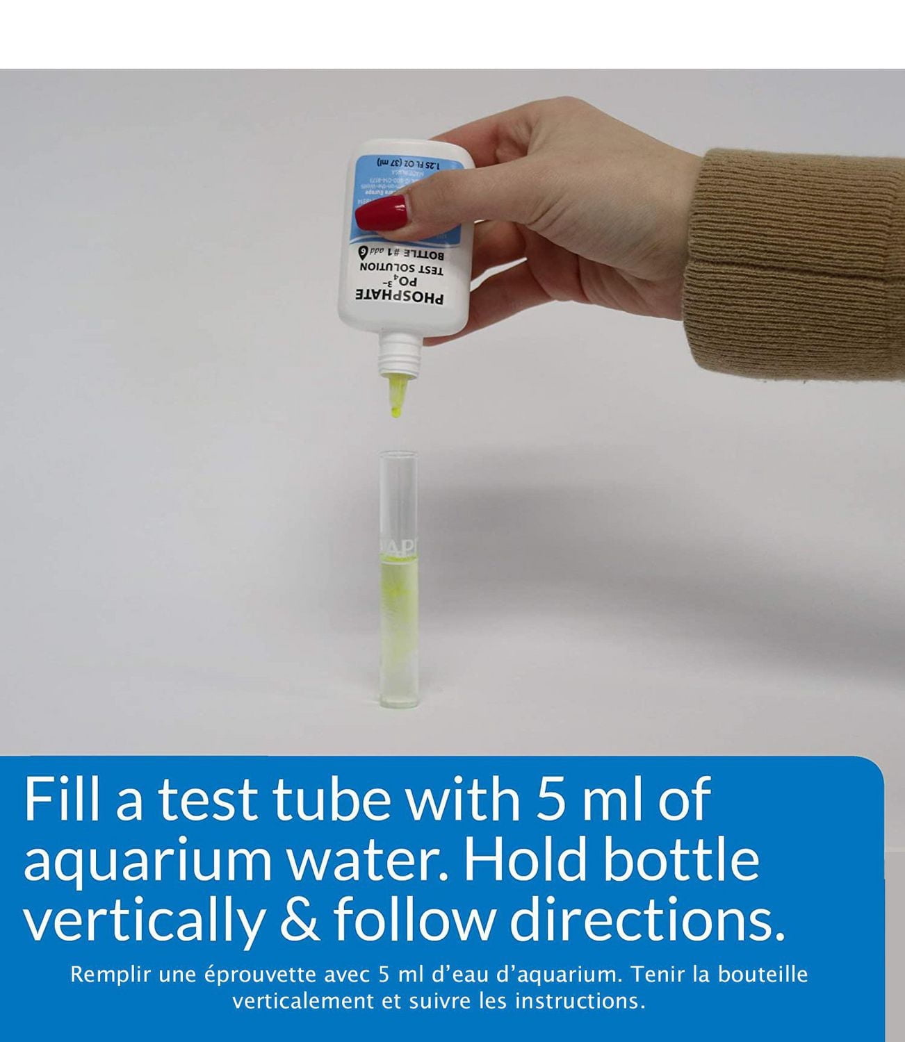 Kit de test de phosphate API pour aquariums d'eau douce et d'eau de mer (150 tests)