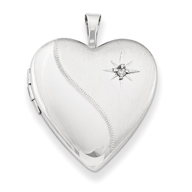 Médaillon Cœur en Argent Sterling Rhodié 20mm Diamant QLS239-18 (25mm x 20mm)