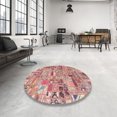thumbnail image 3 of Ahgly Company Tapis d'Intérieur Ronds Abstraits Rose Saumon Foncé Patchwork, 4 Pieds Rond, 3 of 6