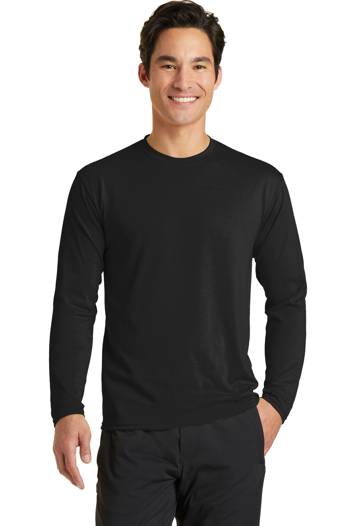 Port & Company ® Long Sleeve Performance Blend Tee. Pc381ls L Jet Black