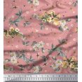 thumbnail image 1 of Soimoi Poly Georgette Fabric Leaves,Moth & Magnolia Floral Fabric Prints By Yard 52 Inch Wide, 1 of 3