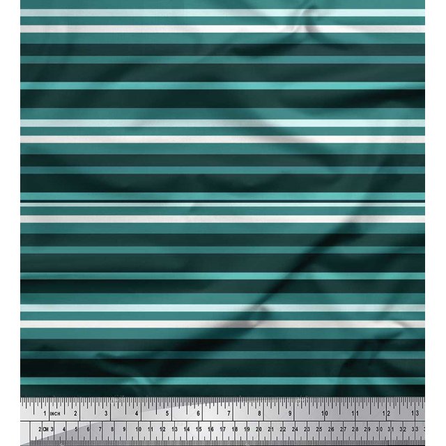 Soimoi Silk Fabric Horizontal Stripe Decor Fabric Printed Yard 42 Inch Wide
