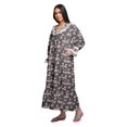 thumbnail image 2 of Moomaya Printed Long Sleeve Maxi Nightdress Button Down Cotton Sleepwear Gown, 2 of 5