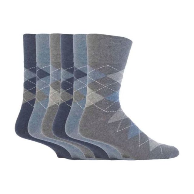 Gentle Grip - 6 Pairs Mens Gentle Grip Non Elastic Socks