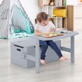 thumbnail image 3 of Costway 3-in-1 Kids Convertible Storage Bench Wood Activity Table and Chair Set Grey, 3 of 10