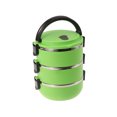 thumbnail image 4 of CIMAXIC Three Tiers Plastic Thermal Insulated Lunch Box Lock Container Food Storage Boxes (Green),7.87"X6.1"X6.1", 4 of 4
