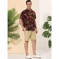 thumbnail image 4 of Unique Bargains Men's Geometric Short Sleeve Shirt Burgundy Yellow 3X-Large, 4 of 6