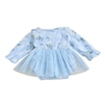 thumbnail image 3 of Baby Girls Princess Romper Dress Long Sleeve Floral Printed Ruffles Lace Mesh Jumpsuits 0-18M, 3 of 10
