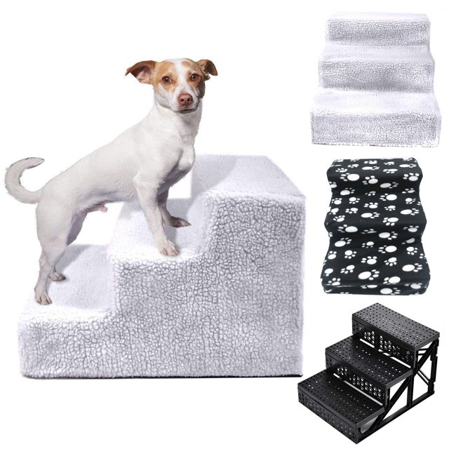 Lubelski Small Pet Cats Dogs 3 Steps Stair Ramp Sofa Anti-slip Climbing Ladder with Cover