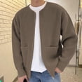 thumbnail image 1 of RXIRUCGD Cardigan en Velours Paon pour Hommes, Col Rond, Fermeture Éclair, Khaki, Taille : S, 1 of 8