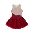 thumbnail image 4 of Sinleey Robe de Patinage Artistique pour Filles, Scintillante avec Strass, Sans Manches, Justaucorps de Danse Ballet, Rouge, 8, 4 of 7