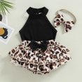 thumbnail image 3 of Gupgi 0-24M Baby Girl 2Pcs Summer Outfits Sleeveless Halter Tops Leopard Printed Ruffle Shorts, 3 of 8