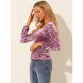 thumbnail image 4 of INSPIRE CHIC Blouse Haut à Encolure Carrée en Velours à Manches Longues pour Femme, 4 of 6
