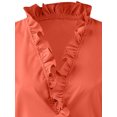 thumbnail image 3 of Innerwin Shirts Long Sleeve Women Blouse Office Ruffled Loose Tops Orange XL, 3 of 5