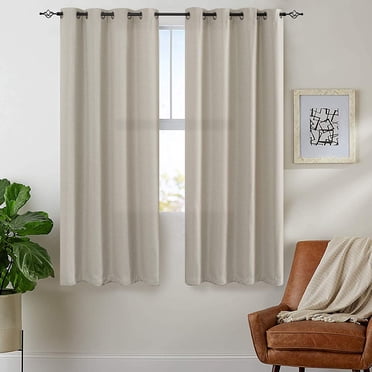 Curtainking Rideaux Assombrissants 63 Pouces Beige Grisâtre Rideaux en Faux Lin Chambre Salon Ensemble de Rideaux pour Fenêtre Draperies Isolées Thermiquement Tête à Oeillets 2 Panneaux