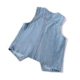 thumbnail image 4 of Veste en Denim Élégante pour Femme Gilet en Jean Sans Manches Col en V Décontracté à Boutons Manteau Tendance pour la Mode de Tous les Jours, 4 of 4