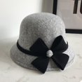 thumbnail image 2 of Chapeau Melon Petit pour Femme, Automne et Hiver, Nœud, Bout Rond, Décontracté, Style Bassin de Pêcheur, 2 of 3