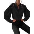 thumbnail image 1 of LUXUR Ladies Long Sleeve Tops Loose Work Shirts Black M, 1 of 2