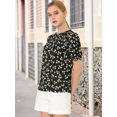 thumbnail image 2 of INSPIRE CHIC Haut Floral Élégant pour Femme à Manches Courtes Froncées, Coupe Régulière, 2 of 6