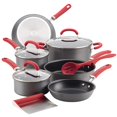 thumbnail image 1 of Rachael Ray Create Delicious Hard Anodized Nonstick Cookware Pots and Pans Set, 11 Piece, Red Handles, 1 of 2