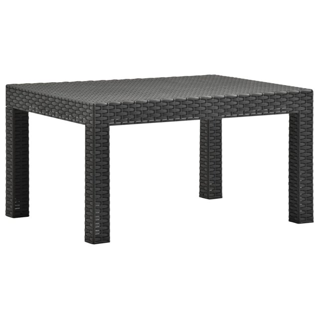 vidaXL Table de Jardin Anthracite 58x58x41 cm en Rotin PP. Cette Table d'Extérieur Présente un design Moderne de Style Rotin en Couleur Anthracite, Fabriquée en Polypropylène durable. Mesurant 58 x 58 x 41 cm, Elle Est Légère, Facile à Nettoyer et Convient aux patios, Balcons Ou Jardins. Assemblage Requis.