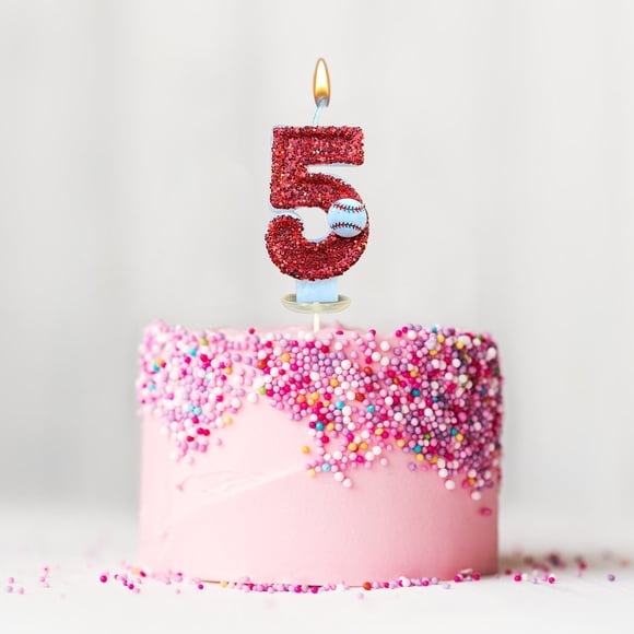 RXIRUCGD Baseball Birthday Candle 9th Baseball Cake Topper Decor Nine Year Candles Red Glitter Number 9 For Cupcake Topper Decorations Birthday Party Kids Adults